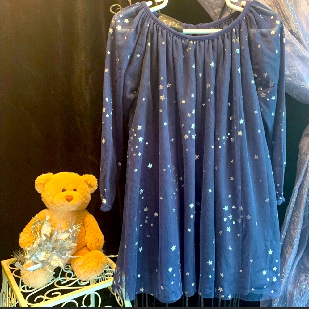 Biscotti tulle blue stars dress